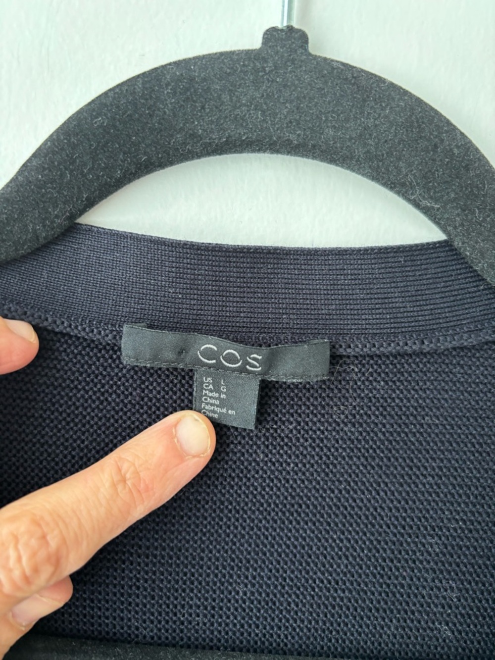 COS Navy Cotton Cardigan Minimalist Boxy Knit Oversized Quiet Luxury L - Picture 2 of 8
